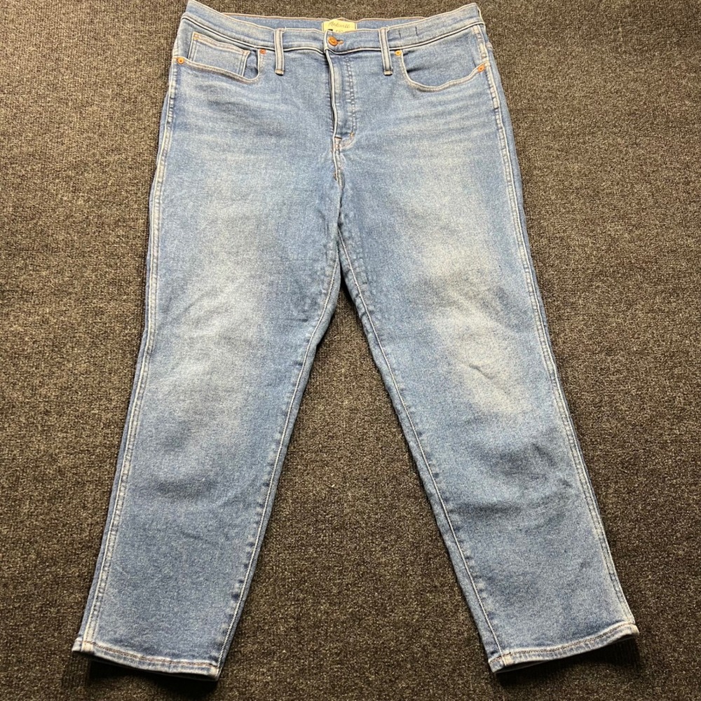 Madewell Stovepipe Jeans Womens 33 Blue High Rise Straight Leg Denim 2711